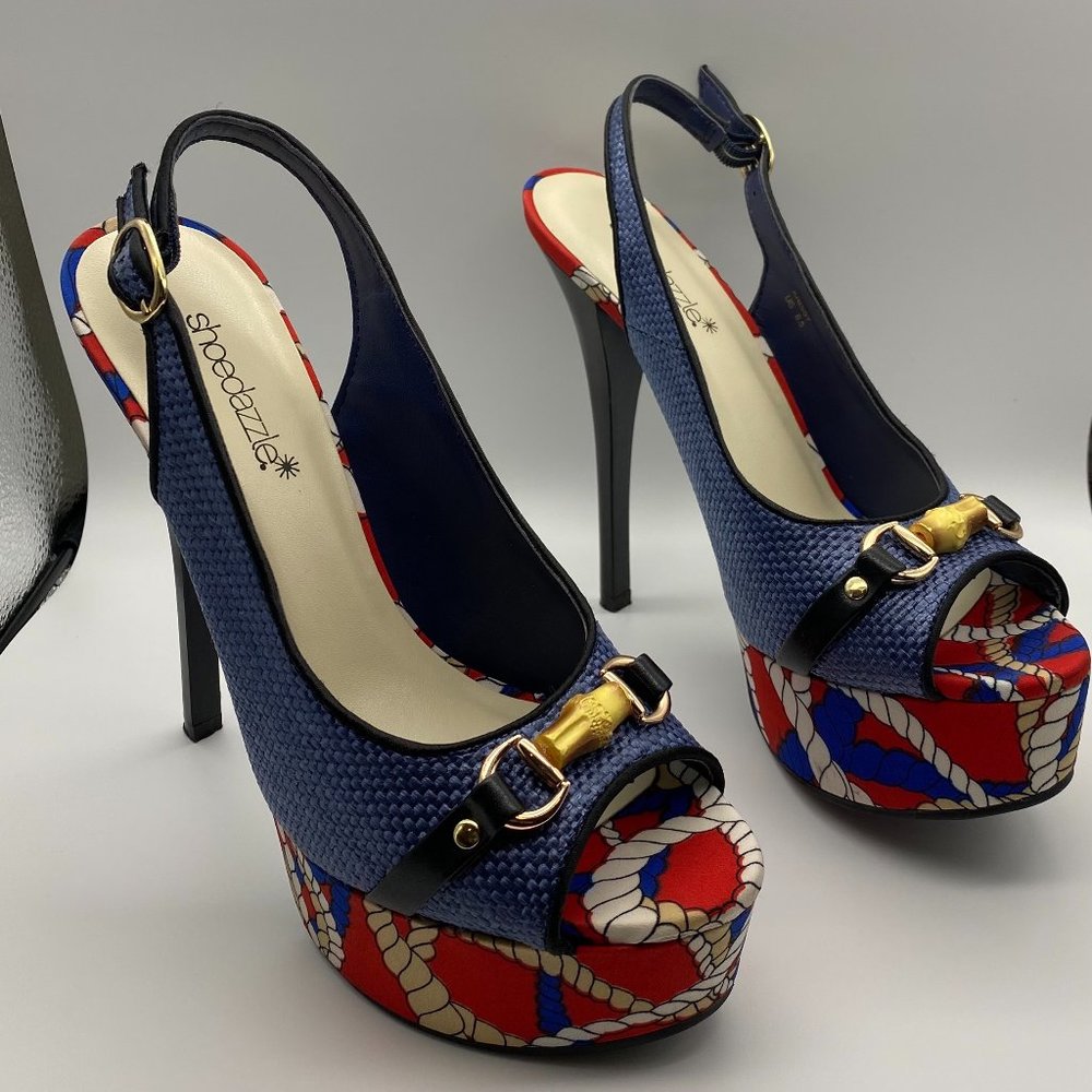 Krissy Blue Nautical Platform Stiletto